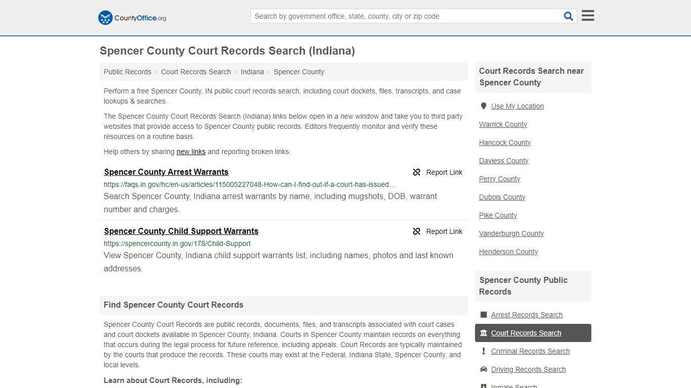 Spencer County Court Records Search (Indiana)