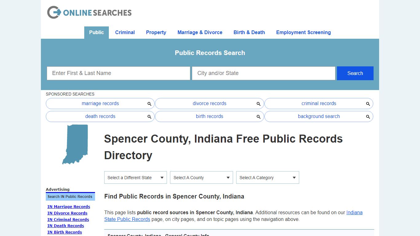 Spencer County, Indiana Public Records Directory