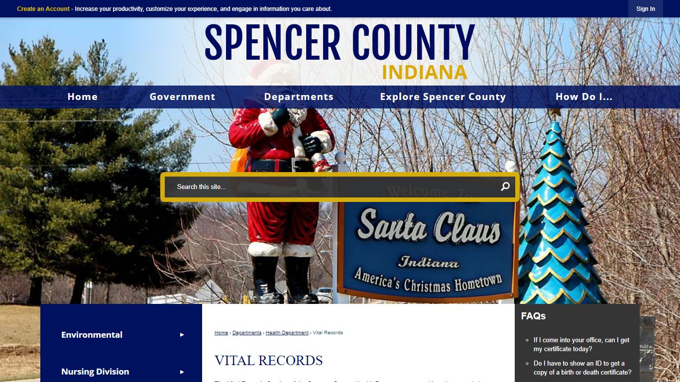 Vital Records | Spencer County, IN